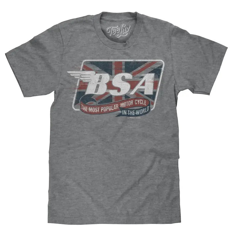 BSA Motorcycles Union Jack T-Shirt - Gray Hoodie, Sweatshirt | UrbanDripWear.com