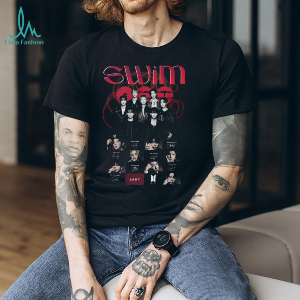 BTS Swim Off Group Photo and Signature K Pop Fan Graphic T Shirt