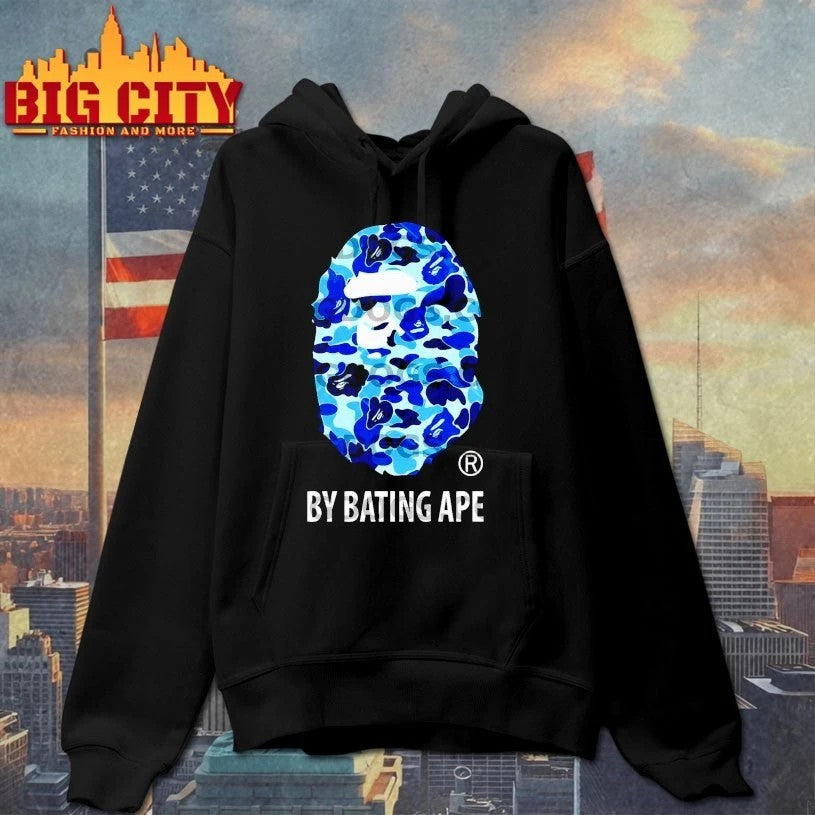 BY Bathing Ape Bape Blue Camo Big Head T-shirt