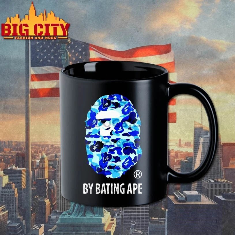 BY Bathing Ape Bape Blue Camo Big Head T-shirt