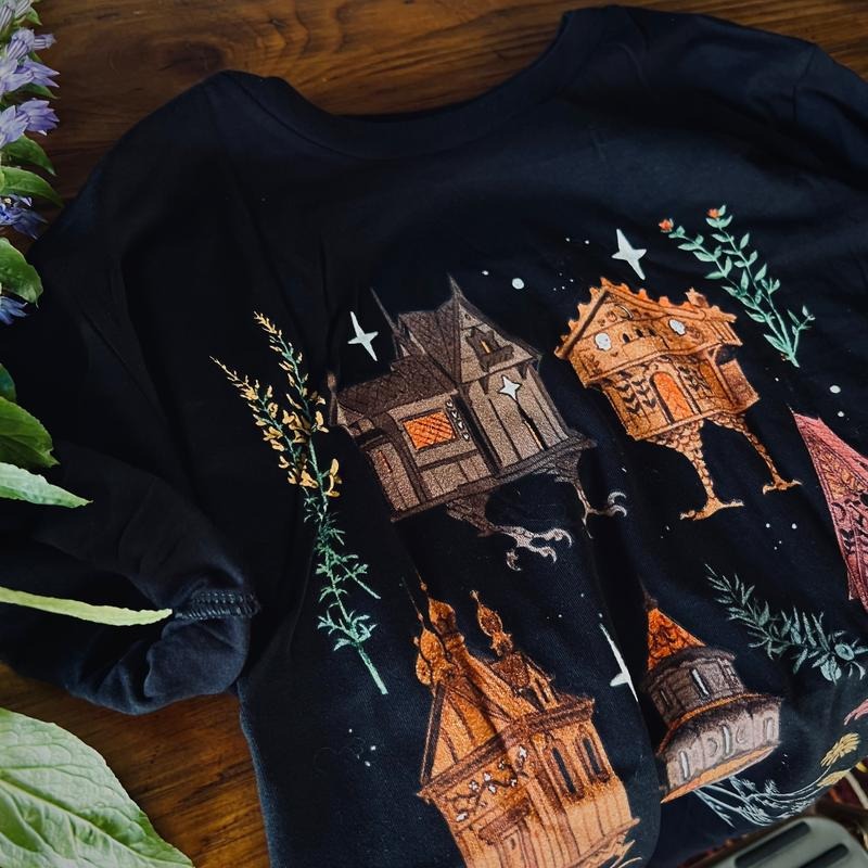 Baba Yaga Houses Black Unisex T-Shirt Hoodie, Sweatshirt | UrbanDripWear.com