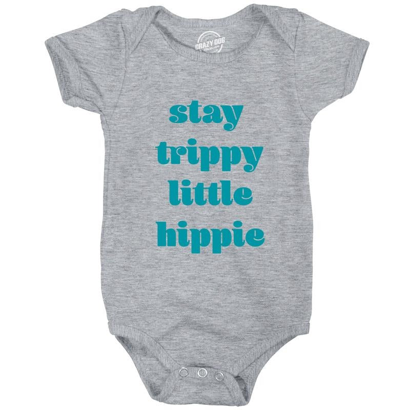 Baby Bodysuit Stay Trippy Little Hippie T Shirt Funny Flower Child Graphic Creeper Funny Baby Onesies Novelty Onesie...