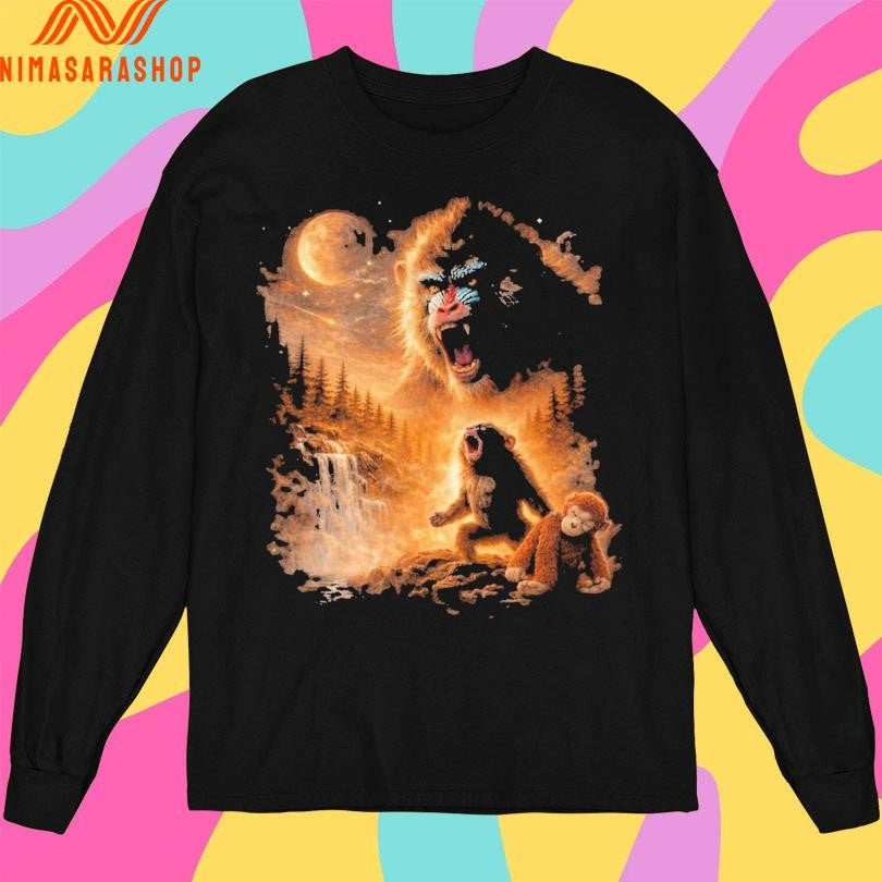 Baby Monkey Howling Moon Graphic 2026 Shirts