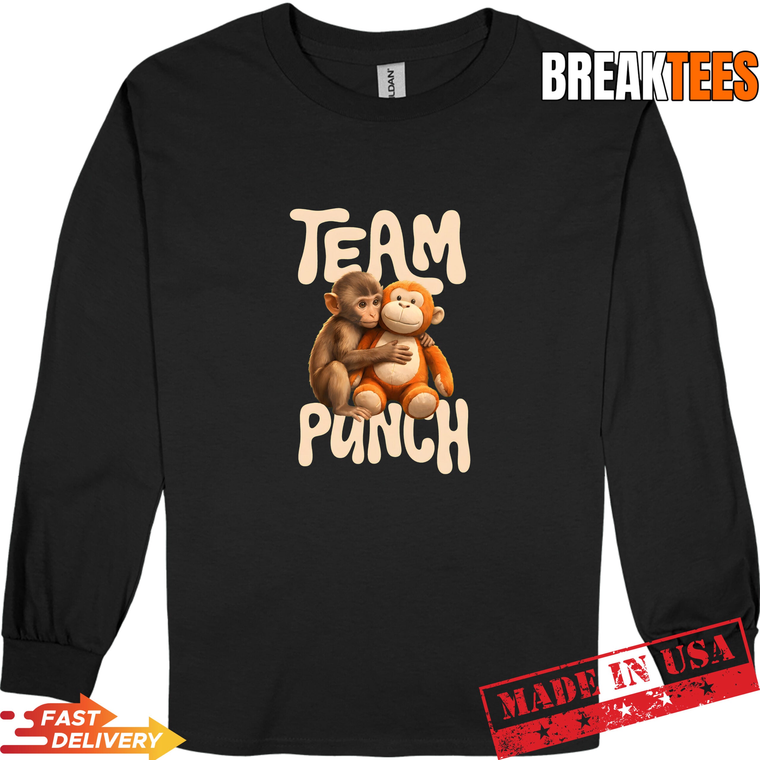 Baby Monkey Punch Team Cute Meme Animal Graphic Fan T-Shirt