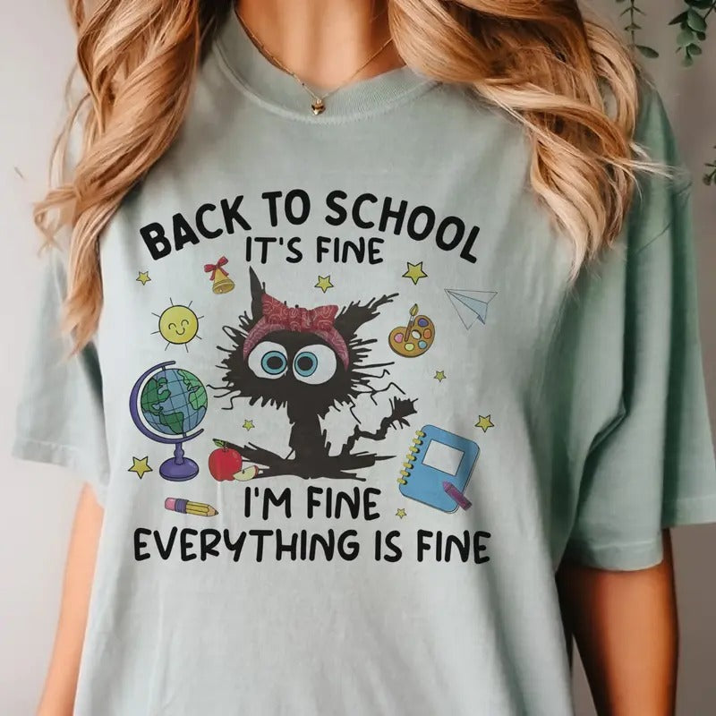 Back To School Teacher Tshirt Im Fine Teacher T-Shirt Teacher Tees Teacher Pencil Bow Tshirt Pencil Girly Bow T-Shirt...