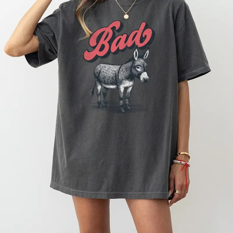 Bad Ass Donkey Retro T-Shirt, Sarcastic Women T-Shirt, Donkey Lover Shirt, Humor Donkey T-Shirt, Funny Saying Animal...