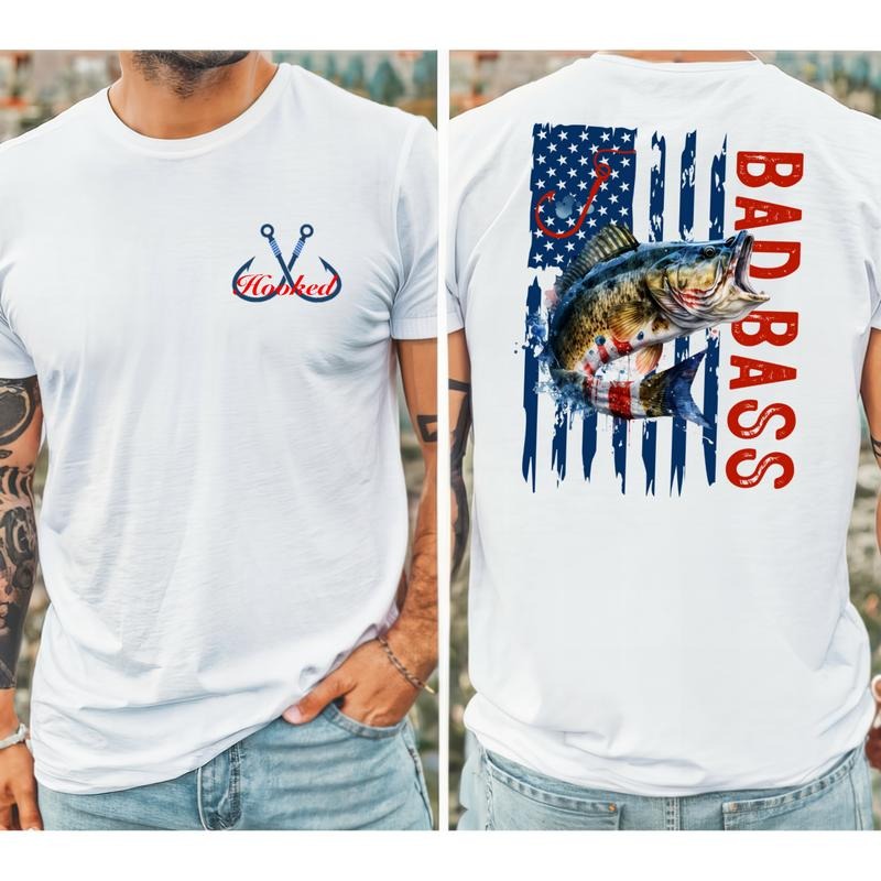 Bad Bass Unisex T-Shirt - American Flag Graphic, Cotton Material, Style Hoodie, Sweatshirt | UrbanDripWear.com