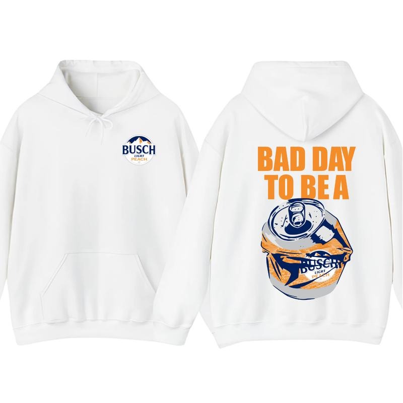 Bad Day to Be a Busch Light Peach 2-Sided Hoodie and T-Shirt, Funny Beer Graphic Tee, Casual Streetwear Summer Top for...