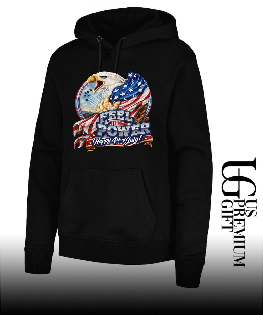 Bald Eagle American Flag Fighter Jet Feel The Power Happy 4th of July shirt