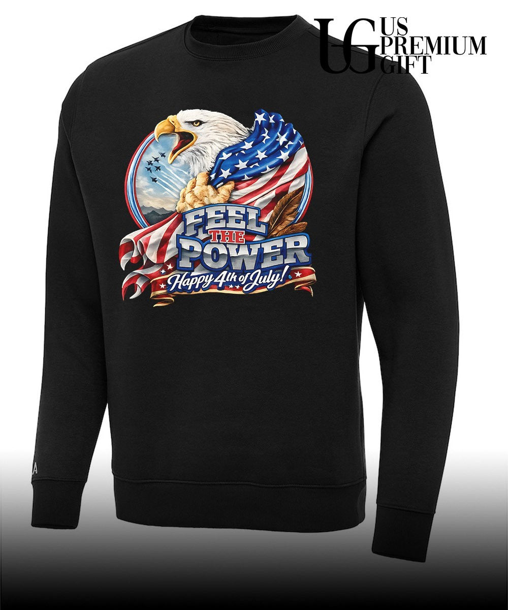 Bald Eagle American Flag Fighter Jet Feel The Power Happy 4th of July shirt