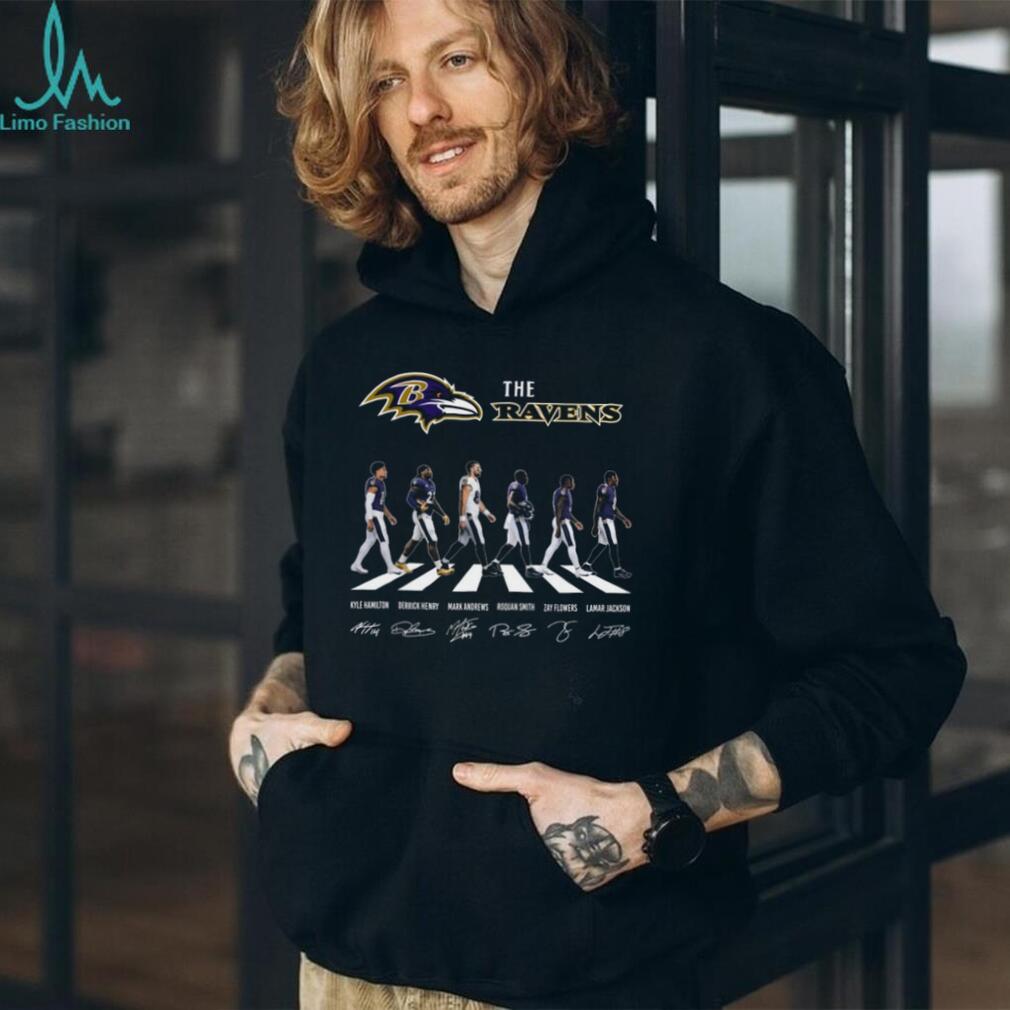 Baltimore Ravens Abbey Road Lamar Jackson and Stars Signature T Shirt