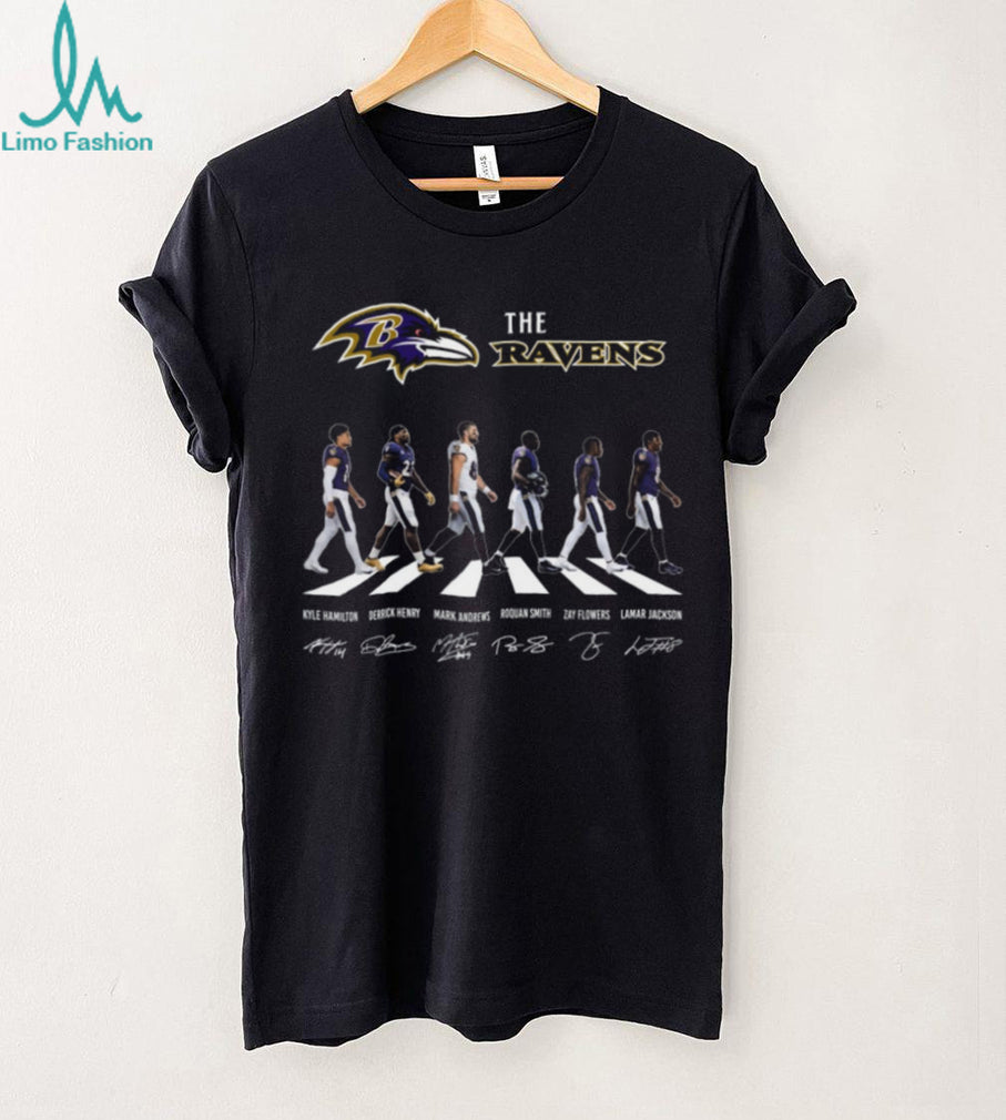 Baltimore Ravens Abbey Road Lamar Jackson and Stars Signature T Shirt