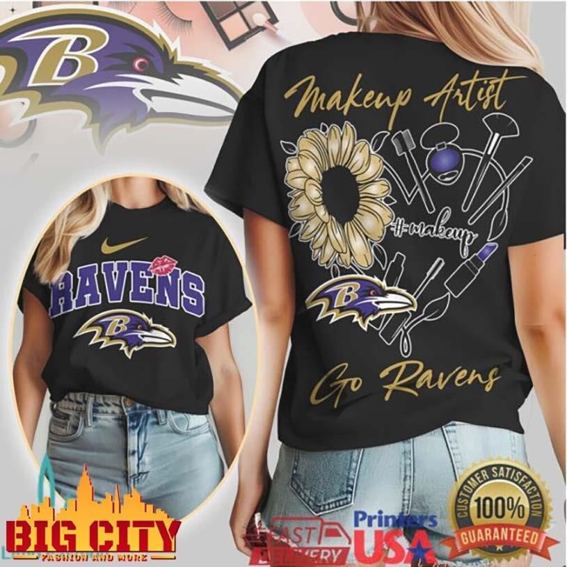 Baltimore Ravens Makeup Artist Sunflower Two Sided Shirt