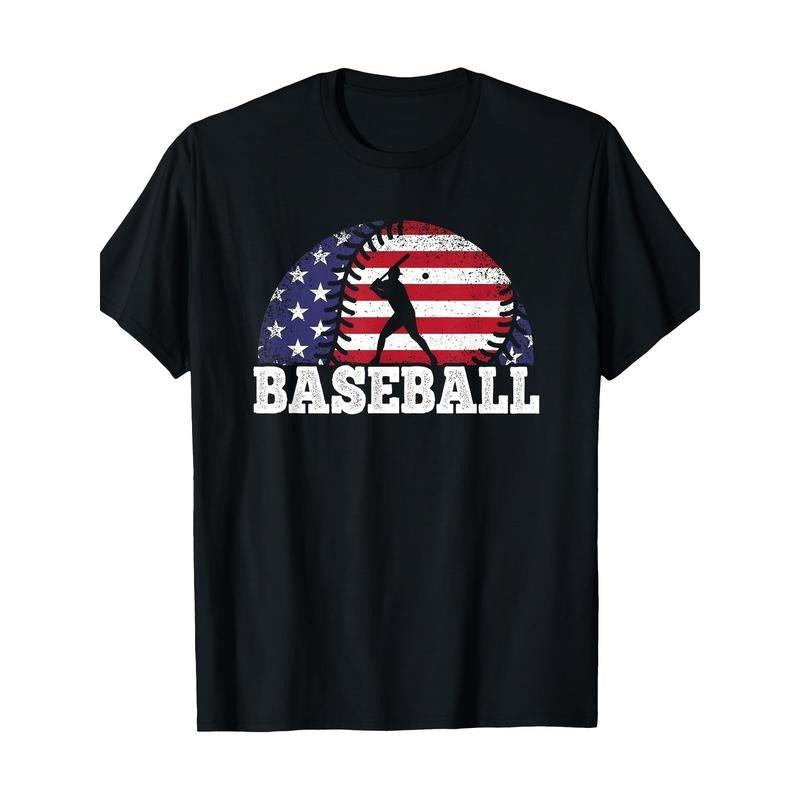 Baseball American Flag Baseball Player T-Shirt-100% Cotton -220g made in usa Hoodie, Sweatshirt | UrbanDripWear.com