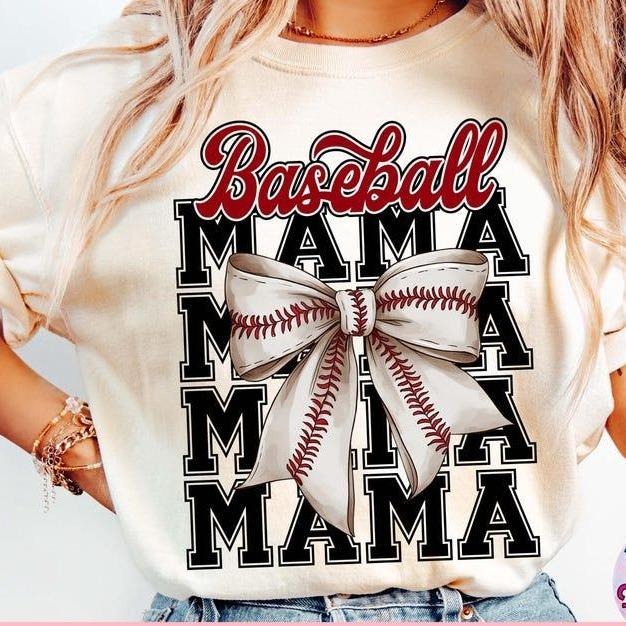Baseball Bow Coquette tshirt, Retro Mama sweatshirt, Game Day Baseball T-Shirt, mother's day gift Hoodie | UrbanDripWear.com