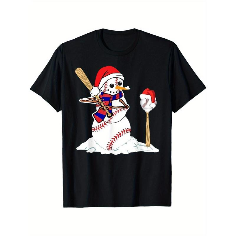 Baseball Christmas Snowman Playing Baseball men's T-Shirt made in usa Hoodie, Sweatshirt | UrbanDripWear.com