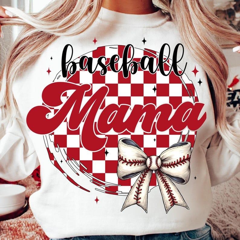 Baseball Coquette Bow Mama Sweatshirt Game Day Retro Baseball Mom Sports Baseball Season T-Shirts, Hoodie | UrbanDripWear.com