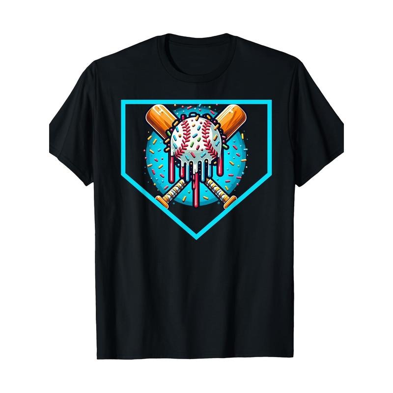 Baseball Home Plate Drip T-Shirt, Ice Cream Softball and Baseball T-Shirt, Men's T-Shirt made in usa Hoodie, Sweatshirt