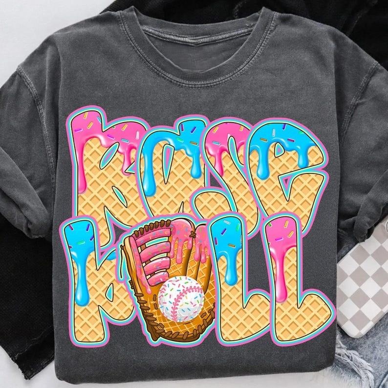 Baseball Ice Cream Drip Tshirt, Baseball Mama Drip Shirt, Brushstroke Basseball T-Shirt, Game Day Baseball Dripping Tee...