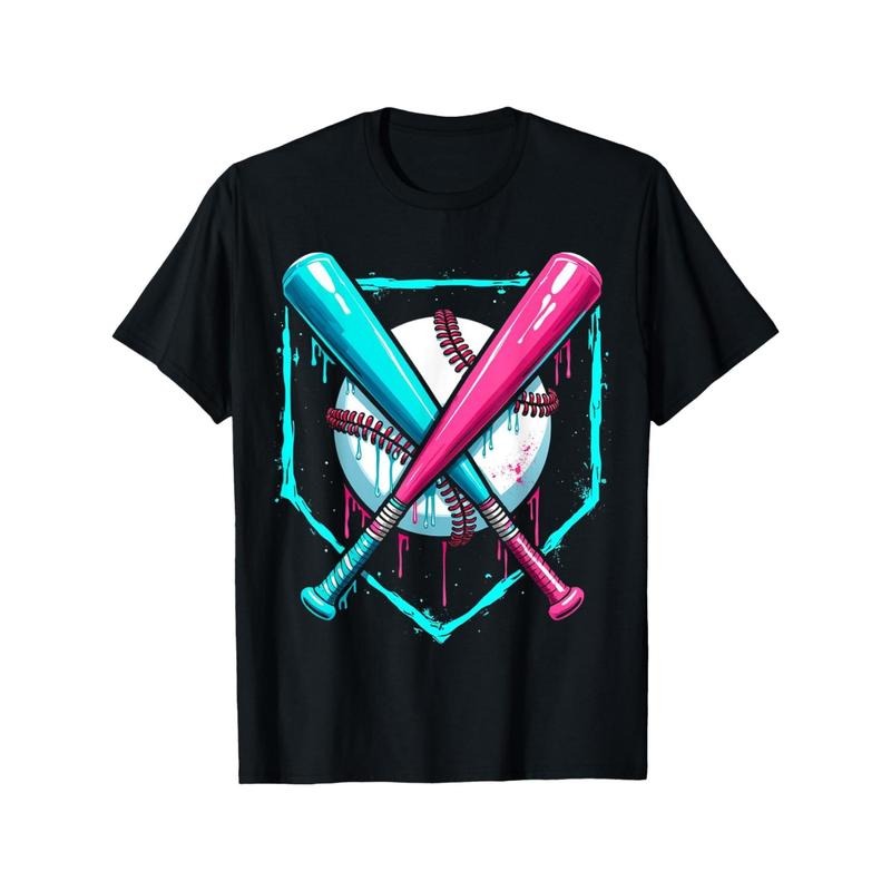 Baseball-Inspired Cotton T-Shirt with Bat & Letter Design