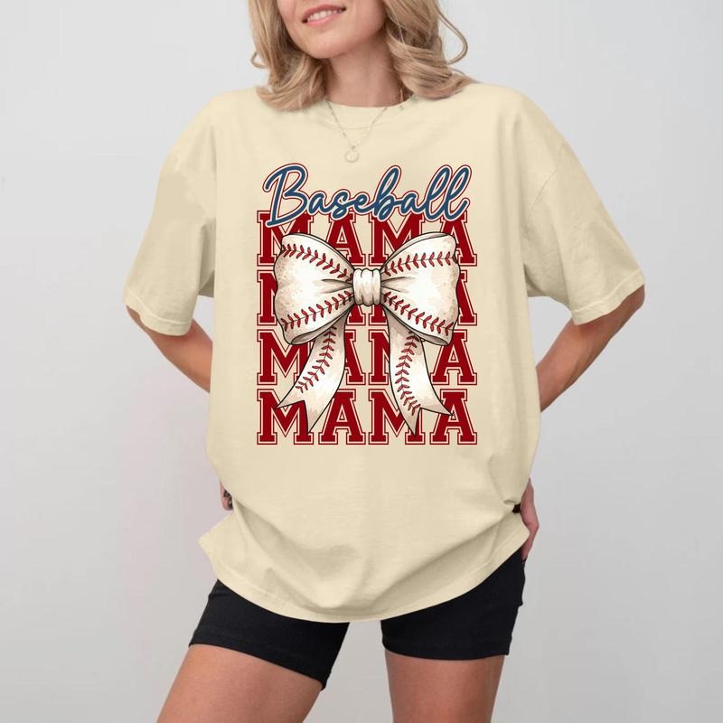 Baseball MAMA Letter Print T-shirt, Unisex Soft Cotton Crewneck Hoodie, Sweatshirt | UrbanDripWear.com