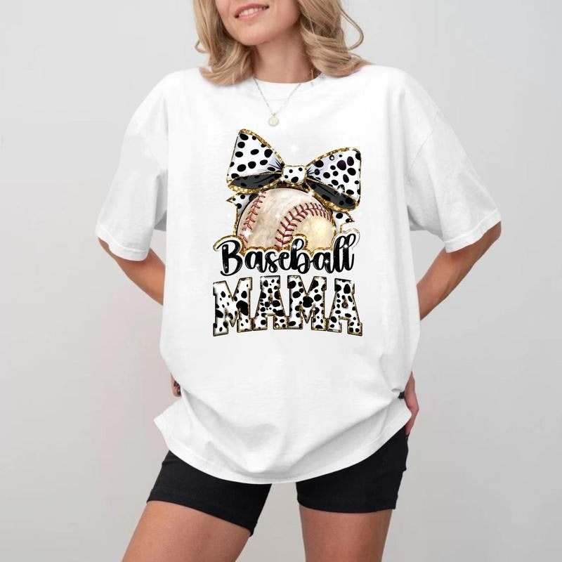 Baseball MOM Bow Crewneck, Unisex Cotton Mother's Day Shirt Hoodie, Sweatshirt | UrbanDripWear.com