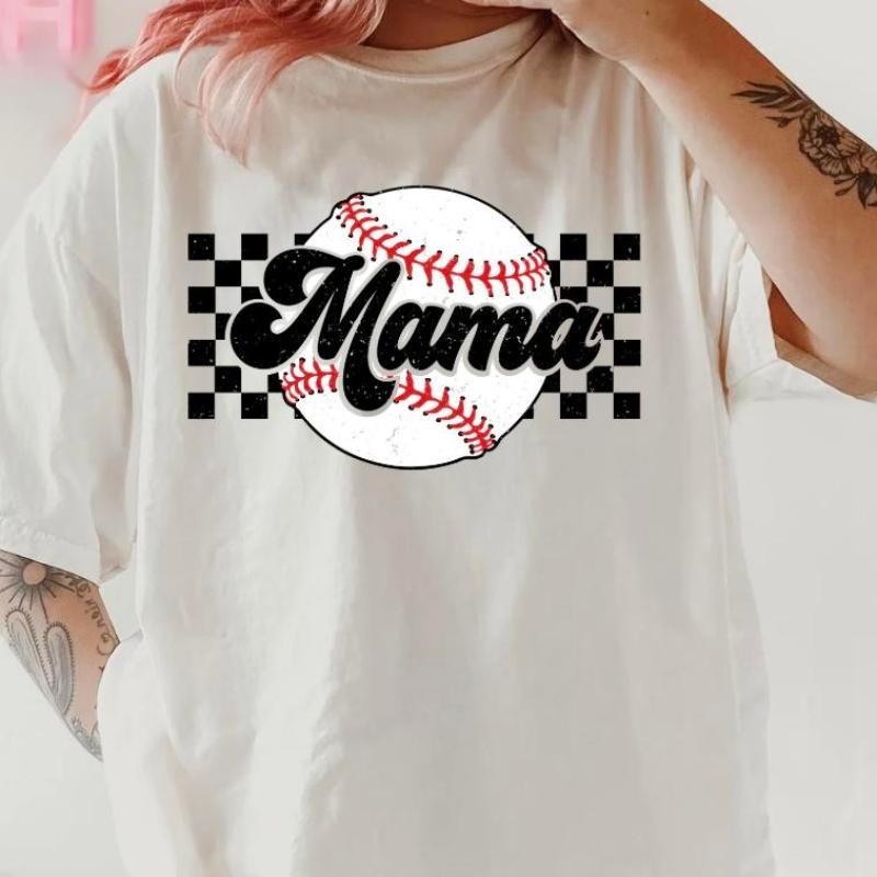 Baseball Mama Checkered Shirt ~ Unisex Apparel Relaxed Fit Printed In The USA Clothing Womenswear Casual Comfort Cotton...