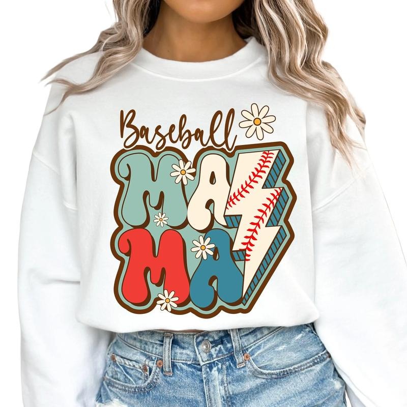 Baseball Mama Sweater, Baseball Sweater Gift For Mama, Retro Baseball Mom Shirt, Mother's Day Gift Sweater, Baseball...
