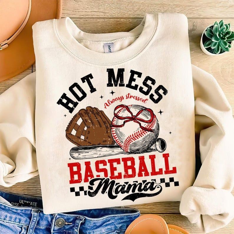 Baseball Mama Sweatshirt Boujee Baseball Game Day Sports Baseball Mom Coquette Baseball T-Shirts, Hoodie | UrbanDripWear.com