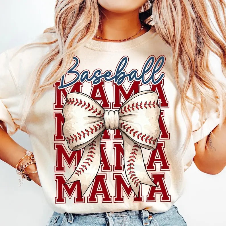 Baseball Mama T-shirt, Baseball, Baseball Coquette Bow, Baseball Game Day, Baseball Mom, Baseball Shirt, Women's T-shirts...