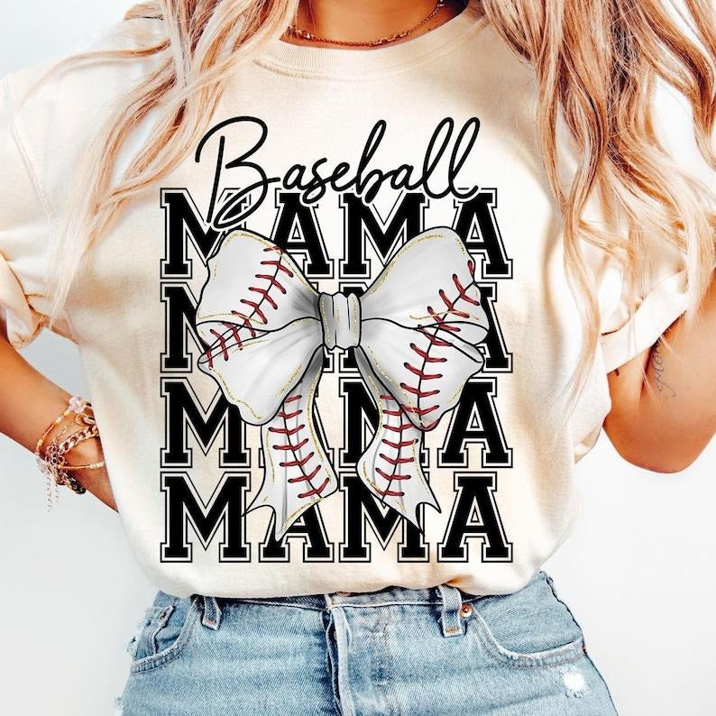 Baseball Mama Tshirt, Coquette Bow Shirt, Baseball Bow T-shirt, Baseball Mom Tee, Retro Baseball , Game Day Top...