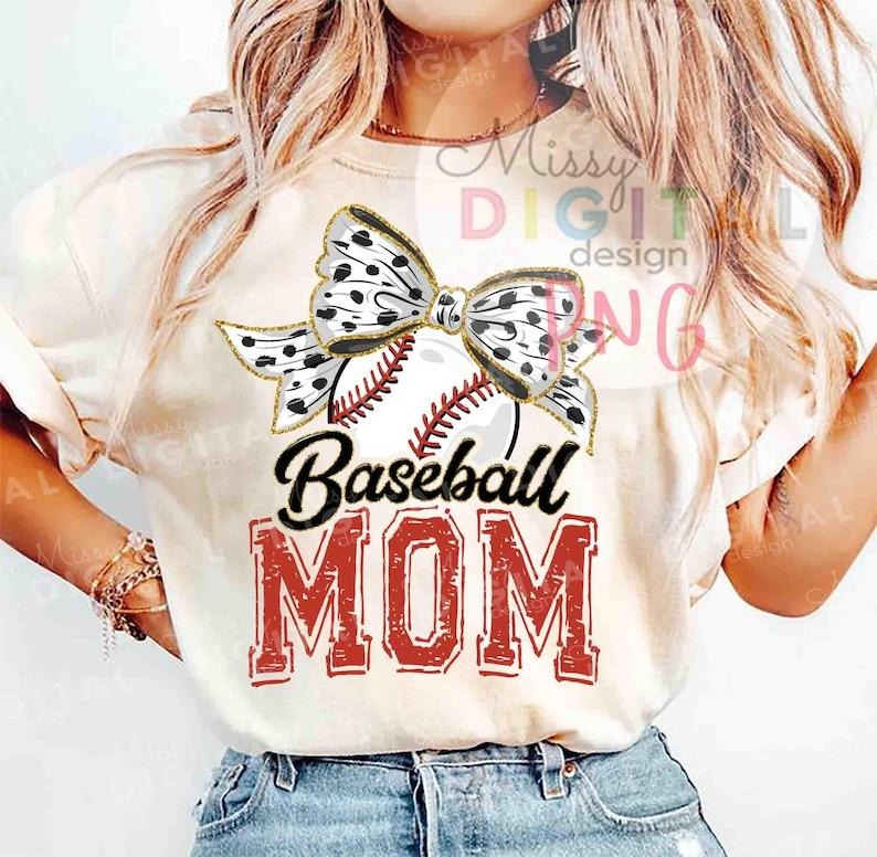 Baseball Mom Bow T-shirt, Retro Baseball Tshirt, Baseball mama Shirt Hoodie, Sweatshirt | UrbanDripWear.com