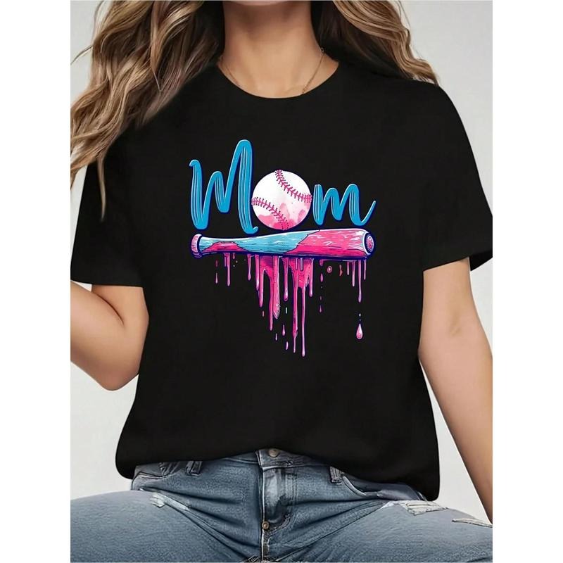 Baseball Mom Cute Baseball Women Mother'S Day T-Shirt- 100% Women'S Casual Short Sleeve Crew Neck T-Shirt For All Seasons...