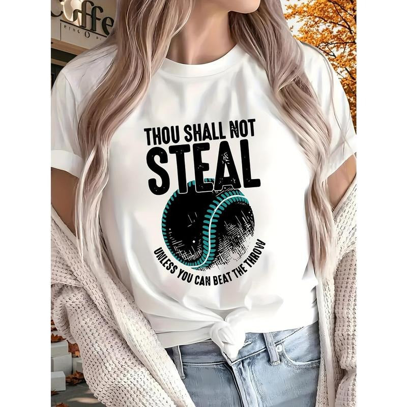 Baseball New Women'S Printed T-shirt, Short Sleeves, Four Seasons Can Be Worn for Outdoor, Home, Sports Top Gift style 02...