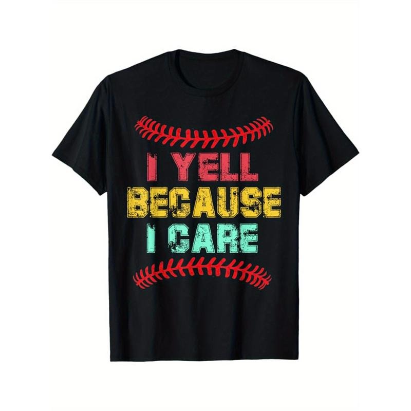Baseball Printed, Men's Cotton Graphic T-shirt, Casual Short Sleeve Crew Neck Gamer T-shirt, Men's Tee For Outdoor made...