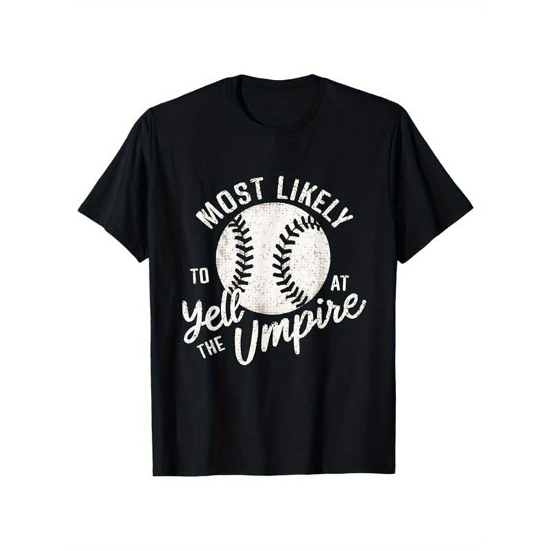 Baseball Printed, Men's Cotton Graphic T-shirt, Casual Short Sleeve Crew Neck Gamer T-shirt, Men's Tee For Outdoor made...