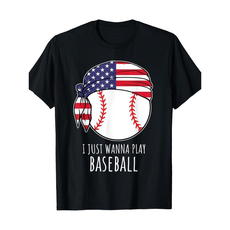 Baseball Shirts For Men I Just Wanna Play Baseball T-Shirt-100%cotton-220g made in usa Hoodie, Sweatshirt | UrbanDripWear.com