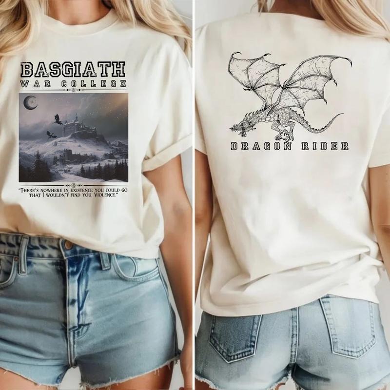 Basgiath War College 2 Sided Shirt, Dragon Rider Tshirt, Fourth Wing Riders Quadrant,Trendy Book Merch,Bookish Gifts,...