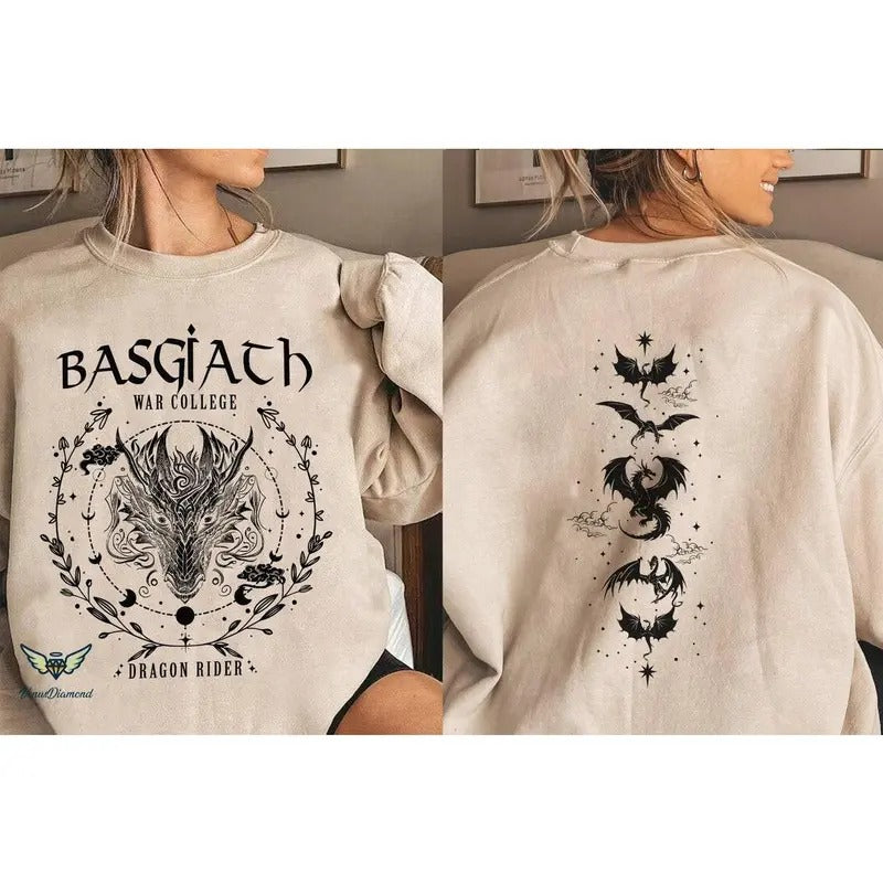 Basgiath War College 2-Sided Sweatshirt, Fourth Wing Shirt, Dragon Rider Shirt, Fourth Wing Sweatshirt Hoodie  T-shirt,...