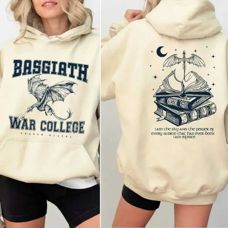 Basgiath War College 2 Sided Sweatshirt, Fourth Wing Shirt, The Empyrean Series, Violet Sorrengail Fantasy Book Hoodie,...