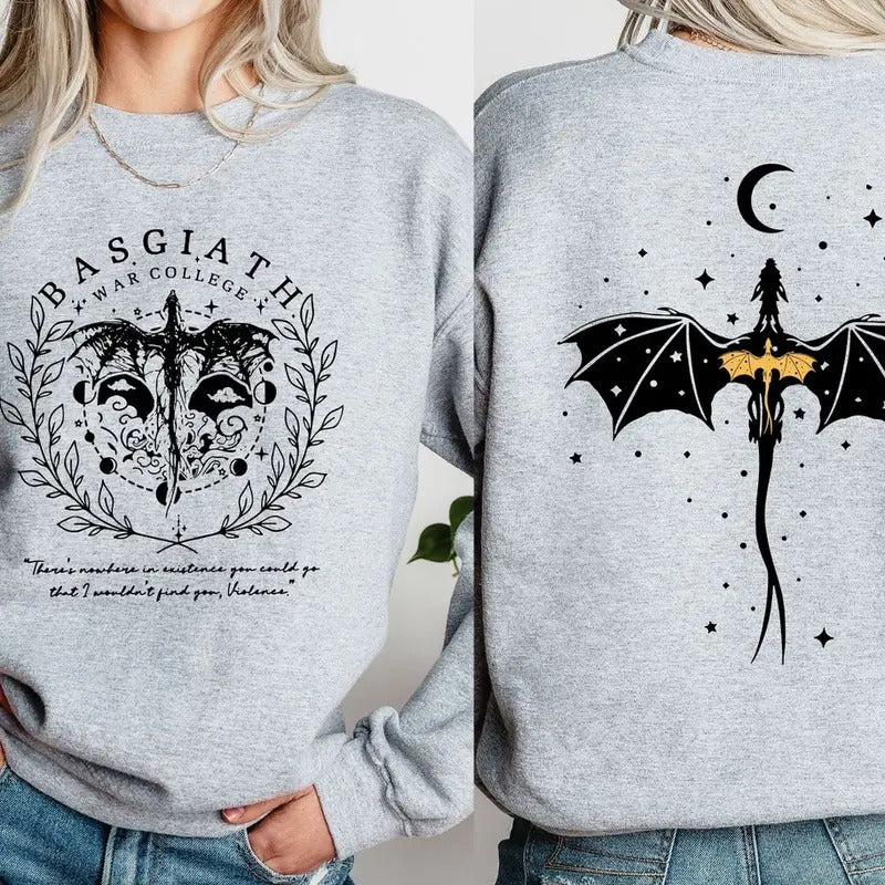 Basgiath War College Double-Sided Sweatshirt, Fourth Wing Riders & "Fly or Die" Design, Violet Sorrengail Bookish Hoodie ...