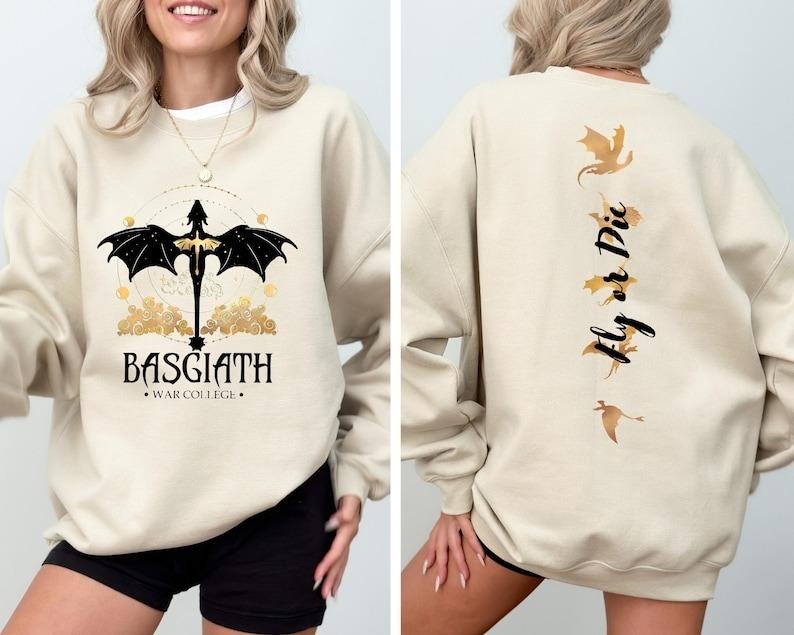 Basgiath War College Sweatshirt ,Dragon Rider, Violet Sorrengail, Xaden Riorson, Fly or Die, Riders Quadrant, Rebecca...
