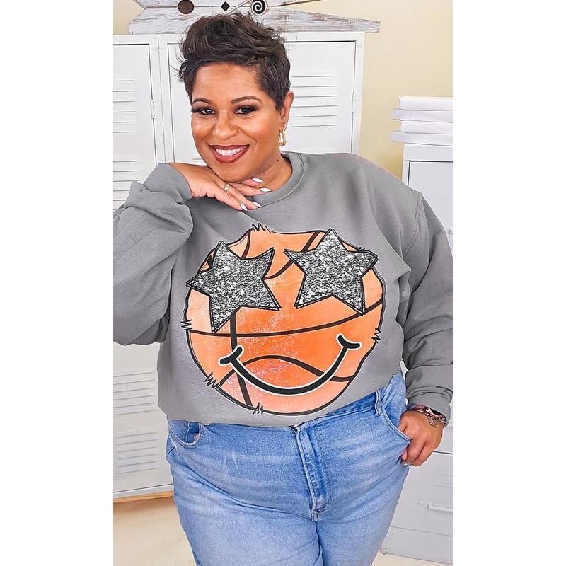 Basketball Star Smiley Graphic Sweatshirt T-Shirts, Hoodie | UrbanDripWear.com
