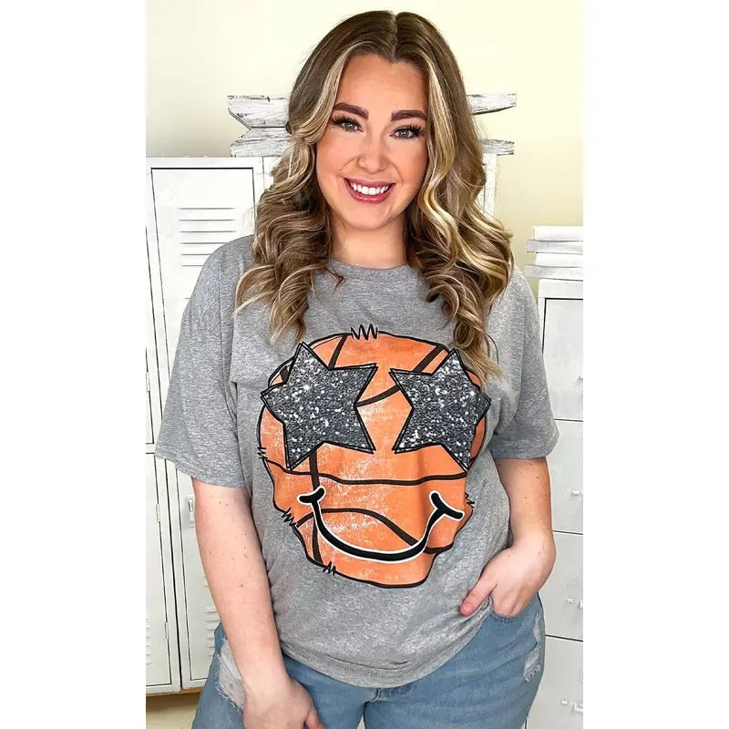 Basketball Star Smiley Graphic T-Shirt Hoodie, Sweatshirt | UrbanDripWear.com