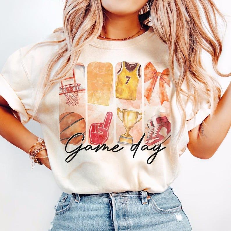 Basketball T-shirt, Game Day Coquette, Bow, Mama, Brushstroke Basketball Hoodie, Sweatshirt | UrbanDripWear.com