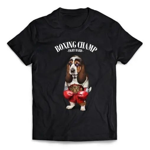 Basset Hound Dog Boxing Champion Fighter - Short-Sleeve Unisex T-Shirt Made in USA Hoodie, Sweatshirt | UrbanDripWear.com