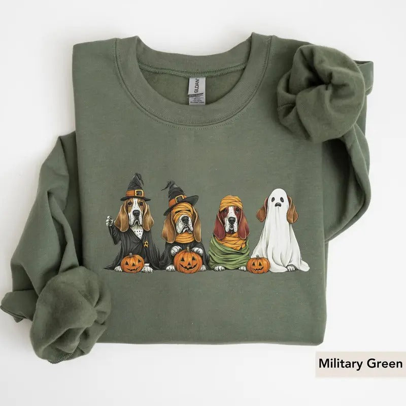 Basset Hound Halloween SWeatshirt, Dog lover Shirt Hoodie | UrbanDripWear.com