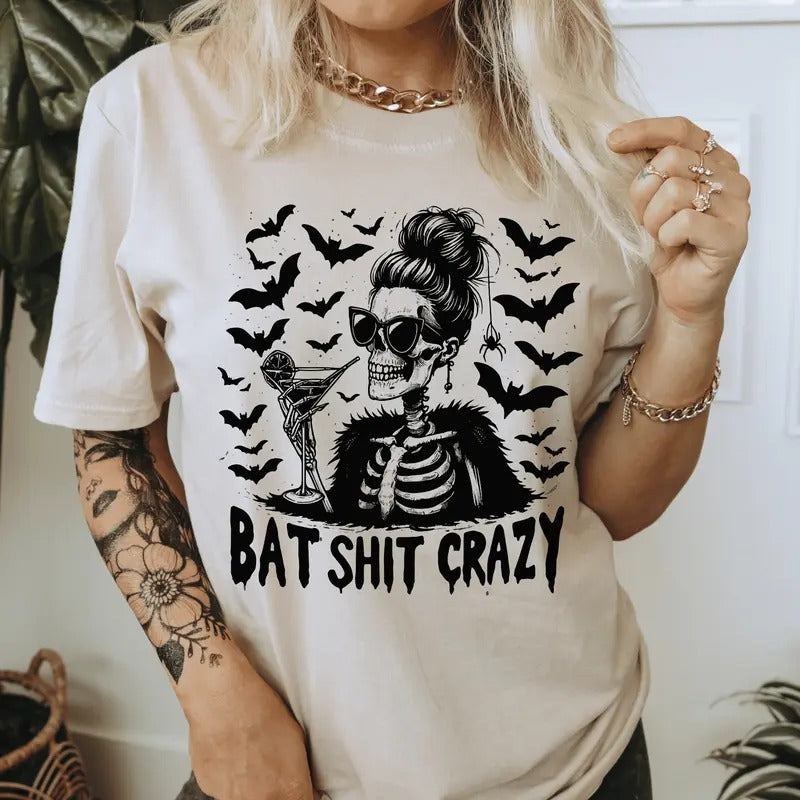 Bat Shit Crazy Halloween Shirt. Casual Everyday Softstyle Halloween Unisex T-Shirt. Hoodie, Sweatshirt | UrbanDripWear.com