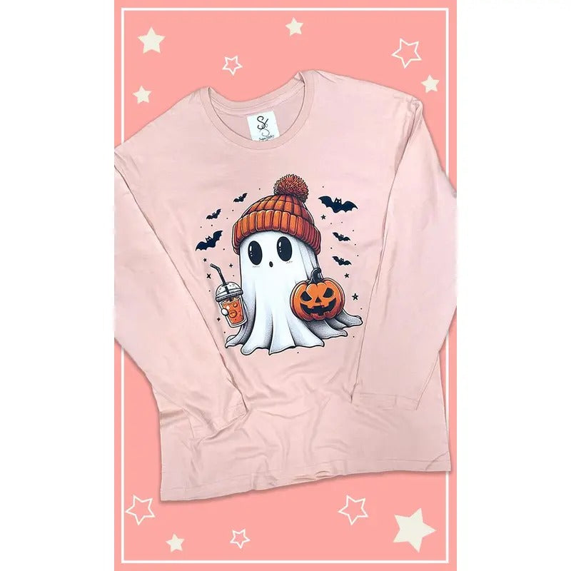 Batty Ghost Long Sleeve Graphic T-Shirt Hoodie, Sweatshirt | UrbanDripWear.com