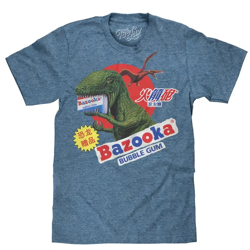 Bazooka Bubble Gum Dinosaur T-Shirt - Cabo Blue Hoodie, Sweatshirt | UrbanDripWear.com